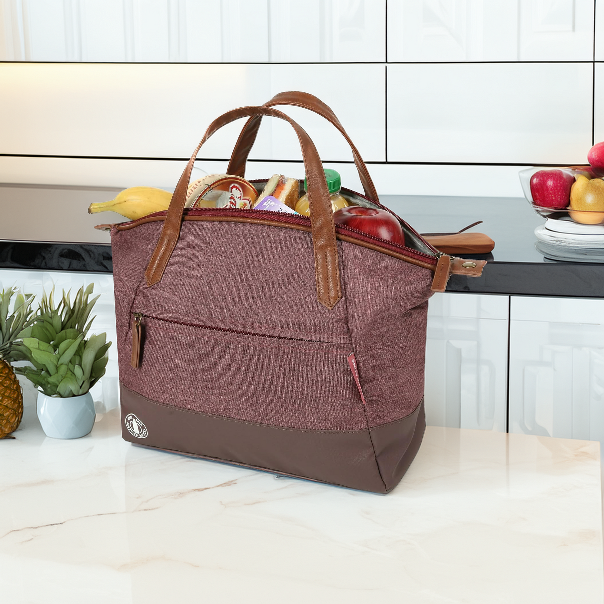 Arctic Zone Heathered Eco Lunch Tote – Wine Red