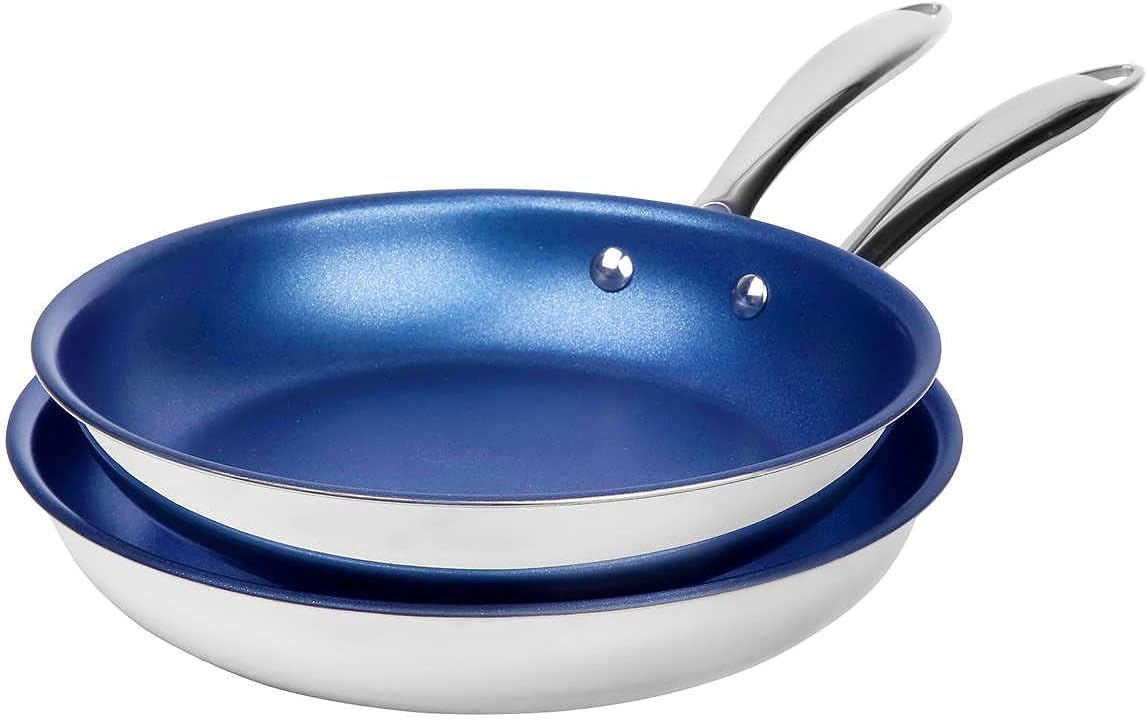 Granitestone Stainless Steel Tri-Ply Non-Stick Saute Pans, 2-Piece Set