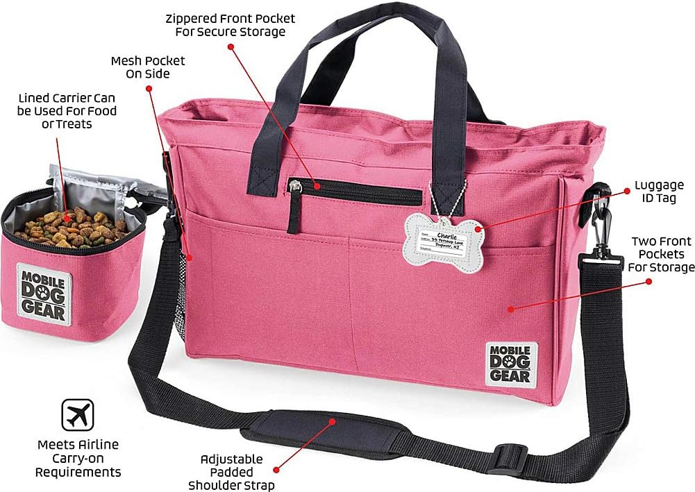 Mobile Dog Gear, Day Away Tote, Dog Travel Bag Pink ODG11