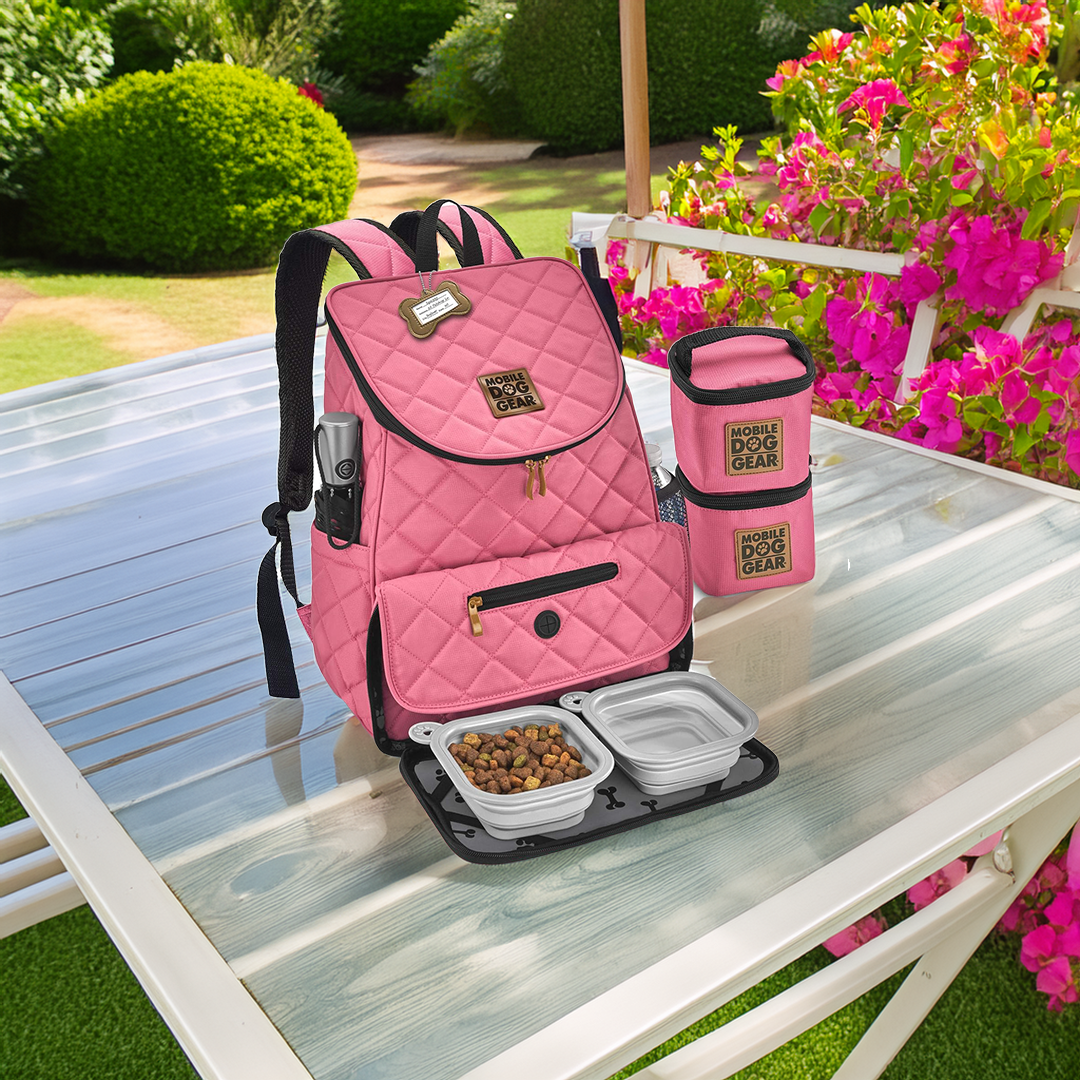 Dog Weekender Backpack with Bowls & Food Storage